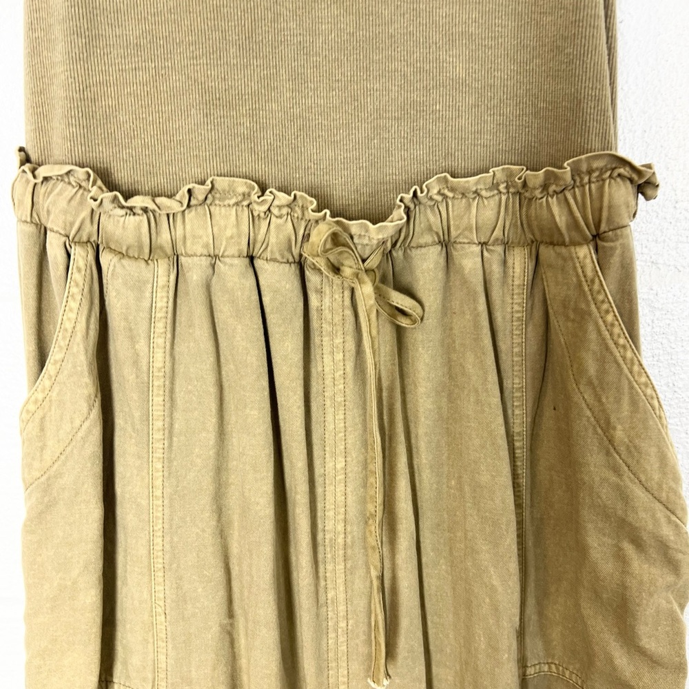 Anthropologie Daily Practice Dress size M Be Bold Twofer Khaki Cargo Midi Tank - Picture 4 of 9